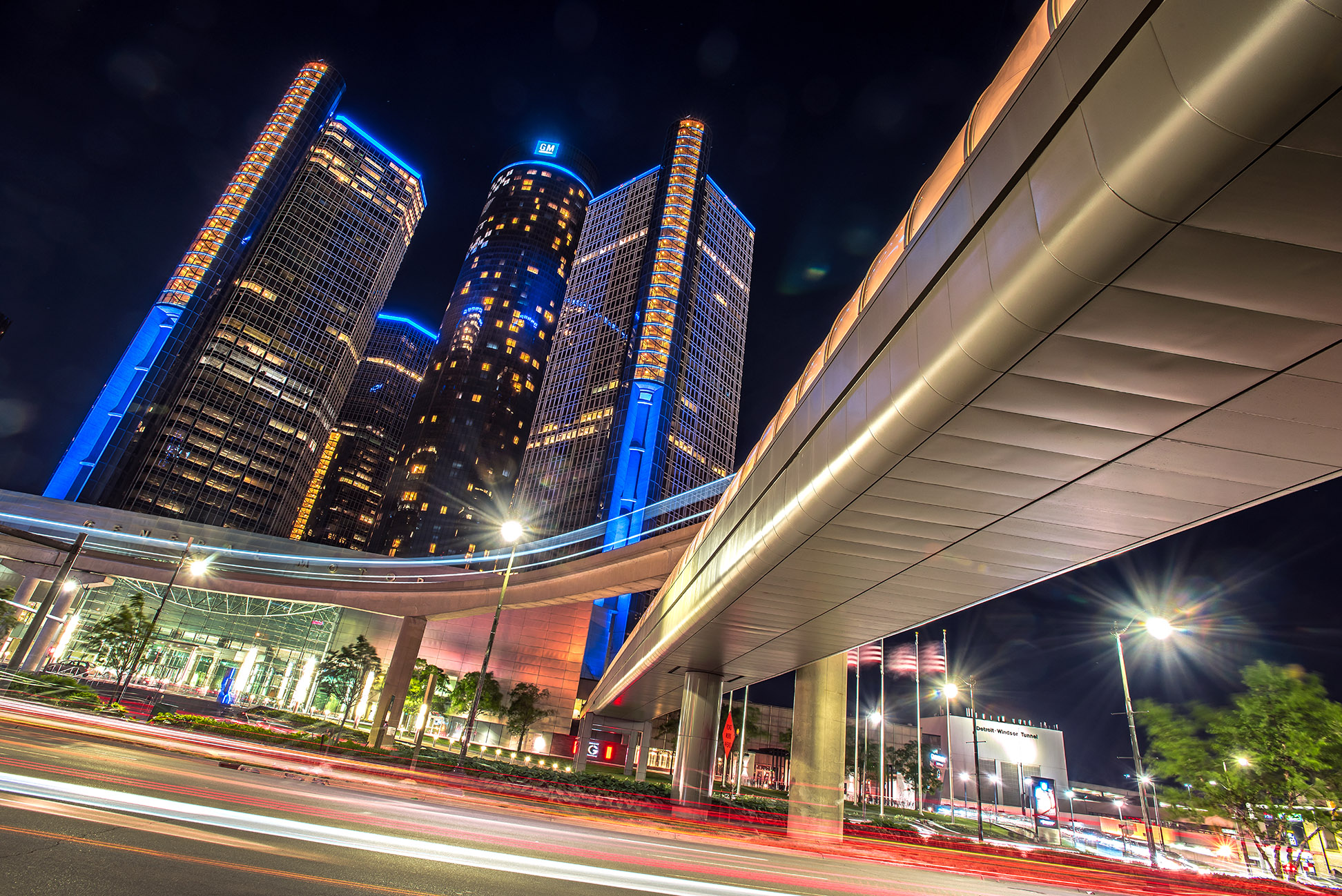 Downtown Detroit, Michigan Night Shot Renaissance Center Jwhitep